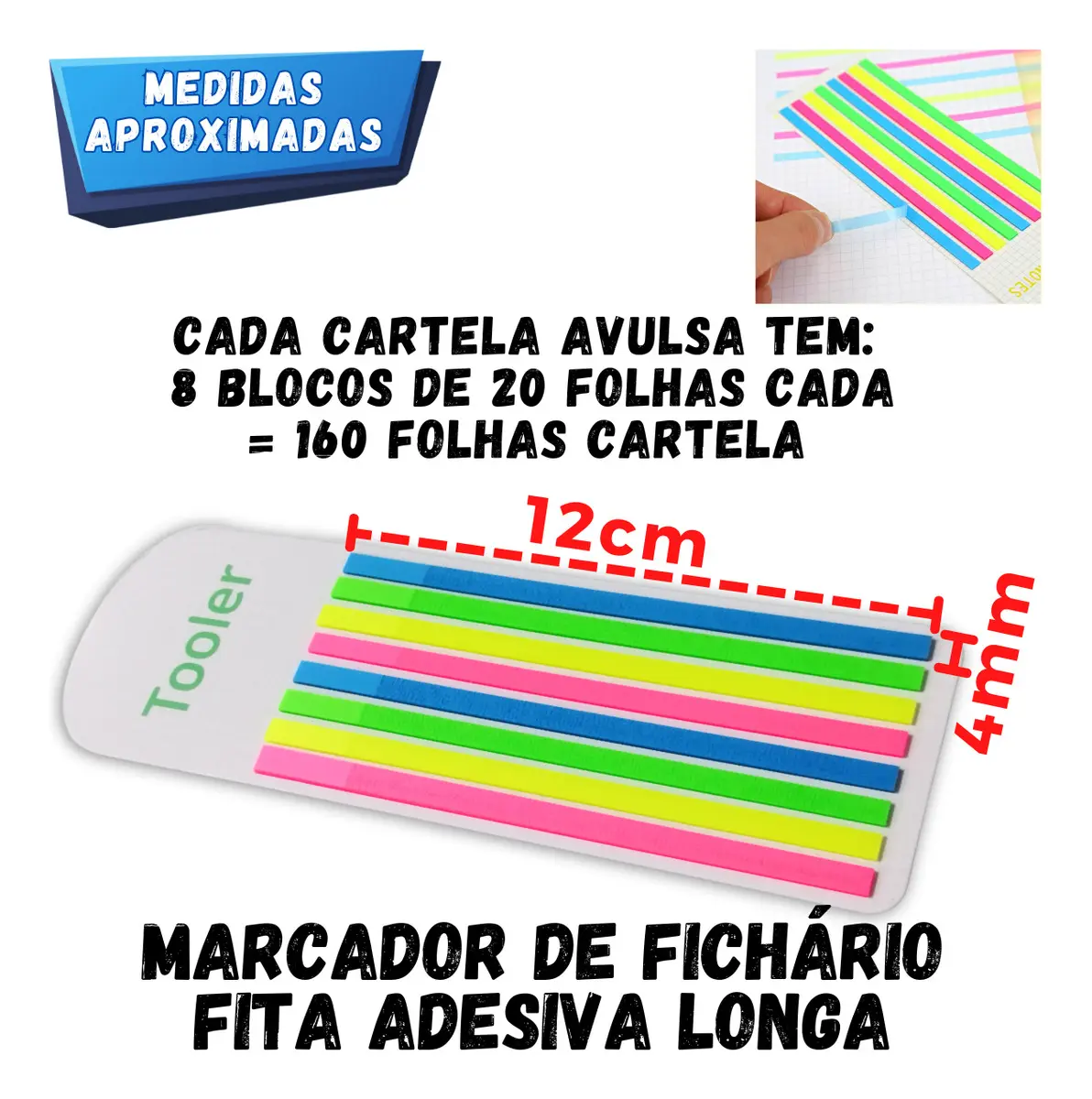Marcador Página Auto Adesivo Neon para Fichário Colorido - 1