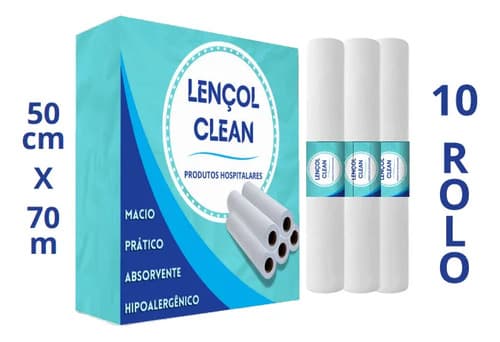Kit 10 Lençol Descartavel Papel Hospitalar Maca 70x50 Cx 10 Rolos - 1